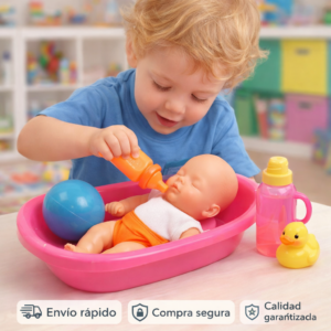 Bebé Con Bañera Pequeña