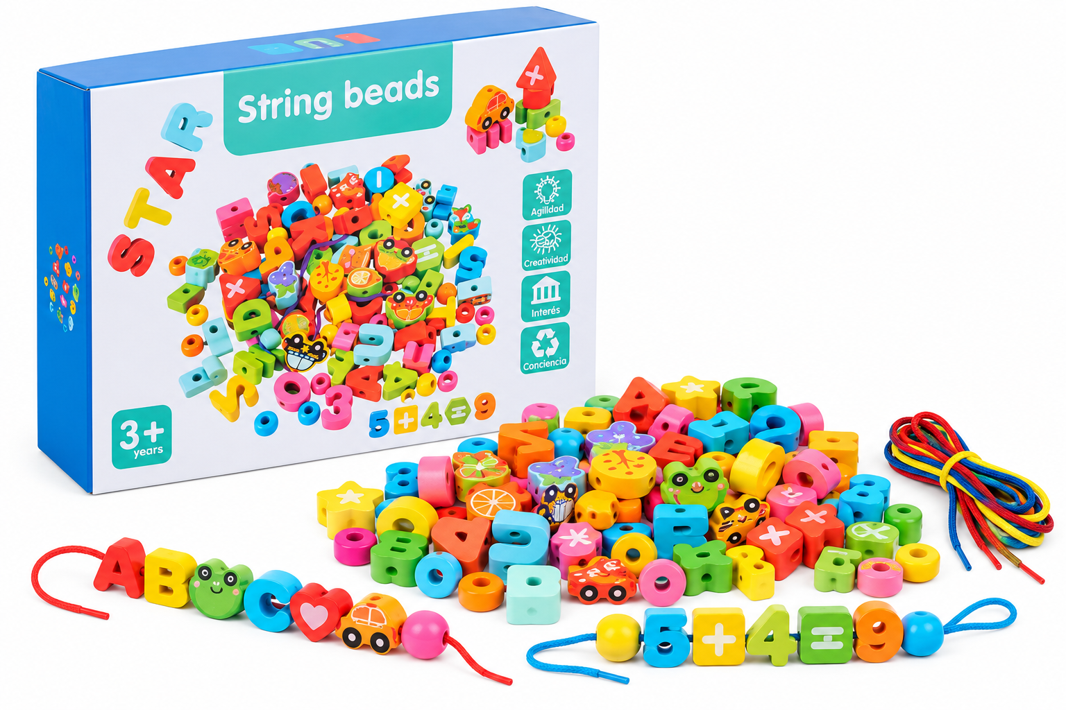 Juego de Letras y Números para Ensartar - Imagen 2