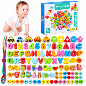 Juego de Letras y Números para Ensartar